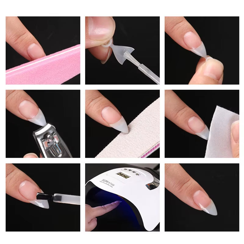 100Pcs Half Transparent Press on Nail  Tips