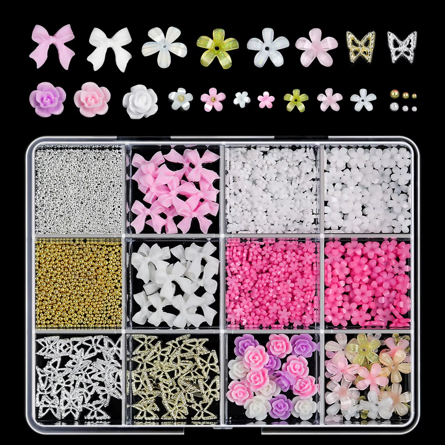 3D Acrylic Charms Kawaii Colorful Bow Rhinestone for Nail Art