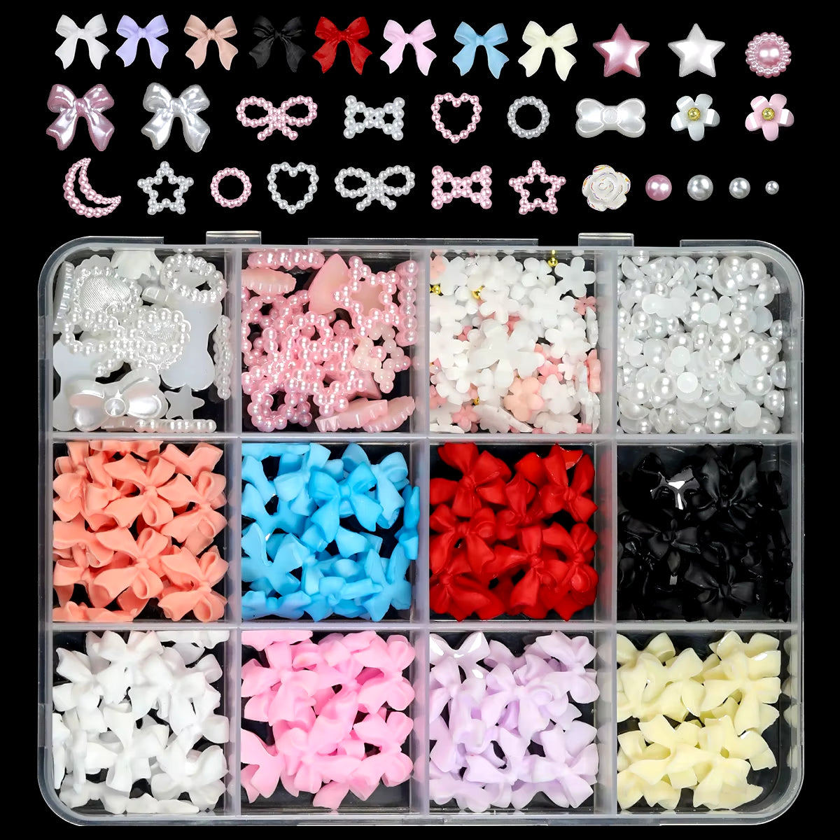 3D Acrylic Charms Kawaii Colorful Bow Rhinestone for Nail Art