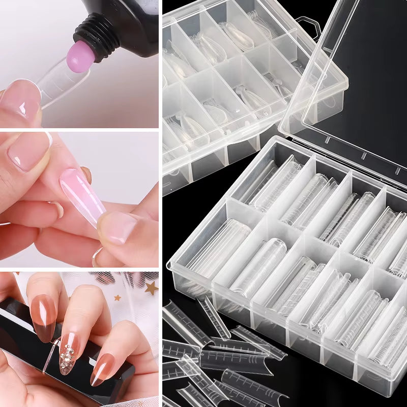 120Pcs Dual Forms Poly Building Gel Mold Nail Form Extension Builder UV