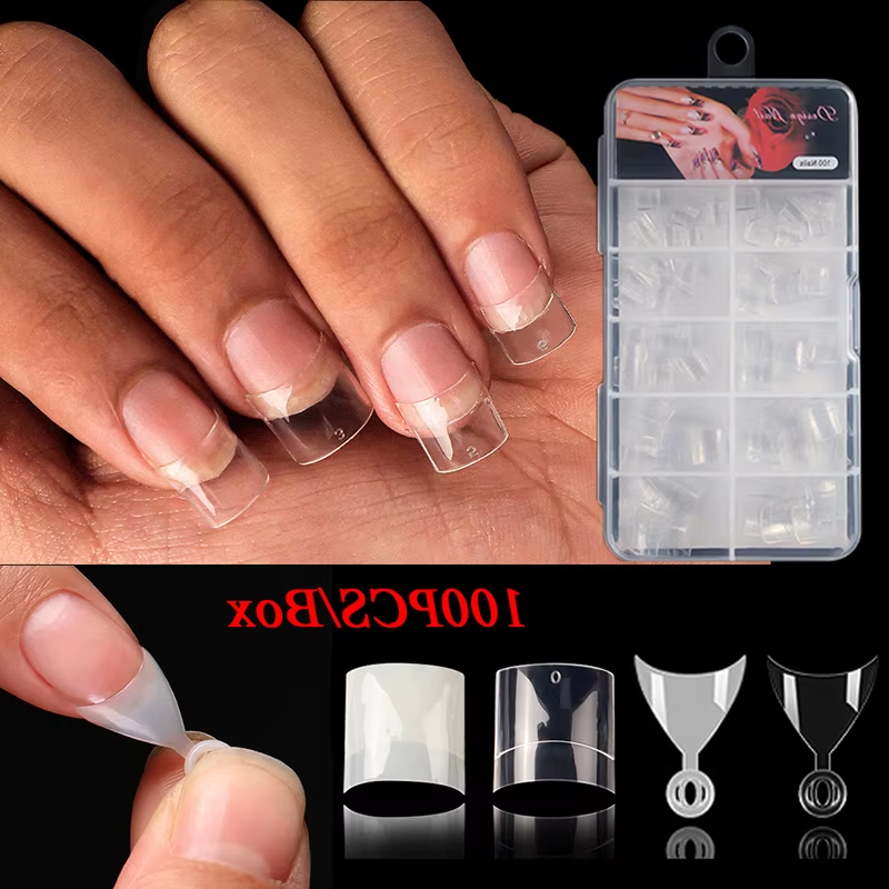 100Pcs Half Transparent Press on Nail  Tips