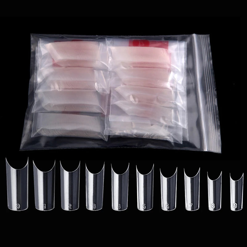 500Pcs XL Long False Nail Tips Clear C Curve 