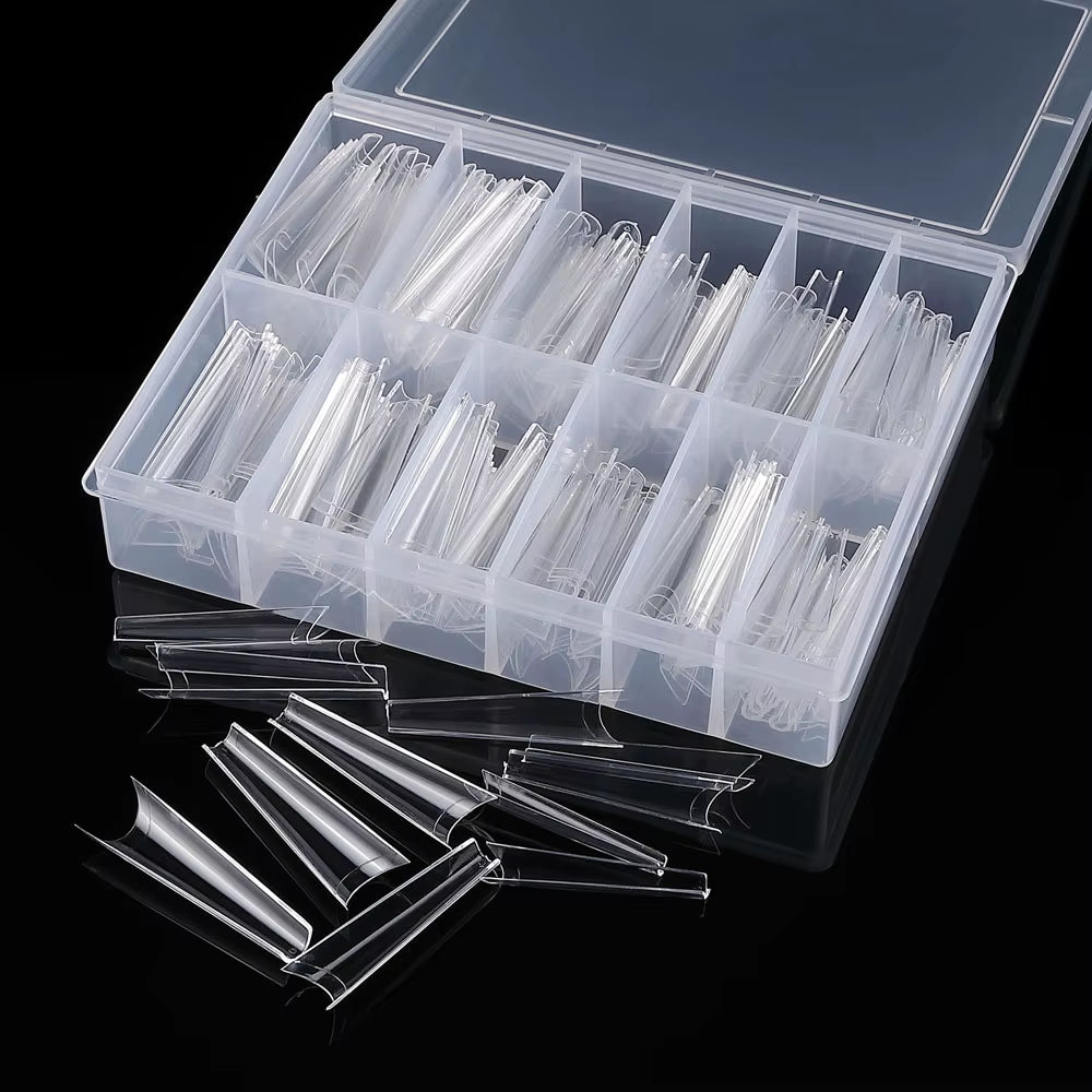 240Pcs/Box XXL Extra Long Coffin Nail Tips Half Cover Clear/Natural 