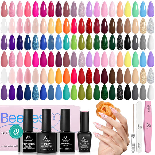 Beetles Gel Nail Polish Kit with Base & Top 70 PCS 