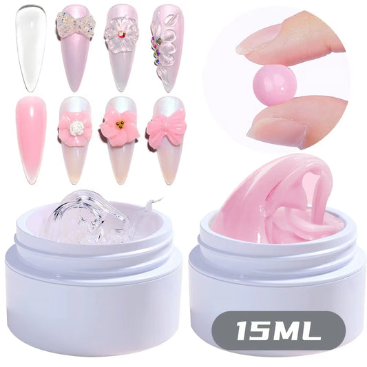 Pink/Clear/White Solid Builder Gel for Nail Art