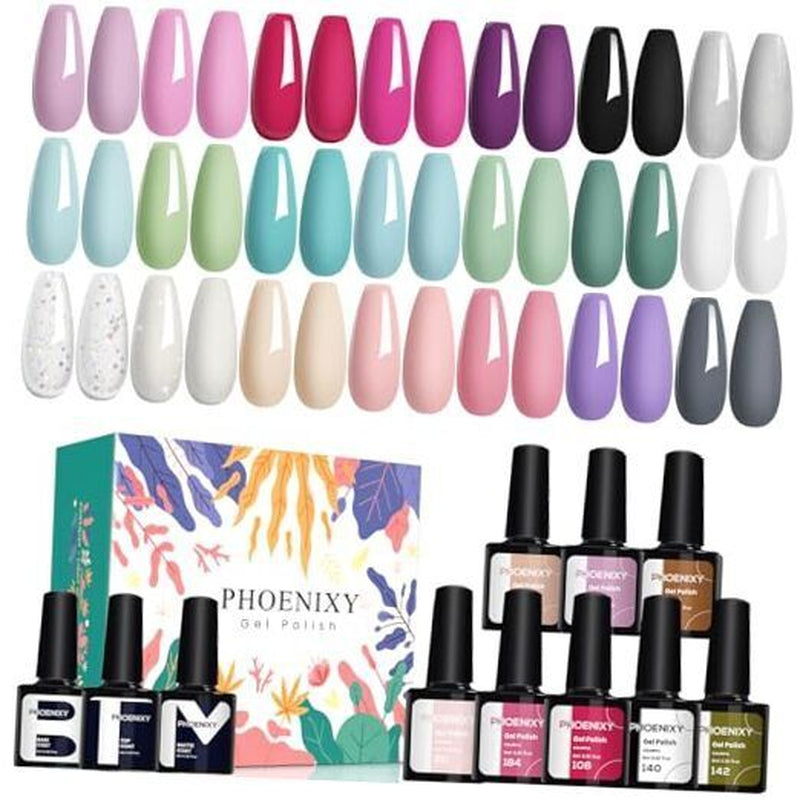 21 Colors Gel Nail Polish Set with Base Coat