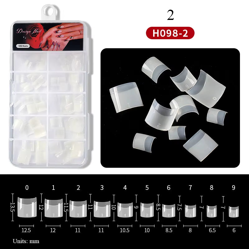 100Pcs Half Transparent Press on Nail  Tips