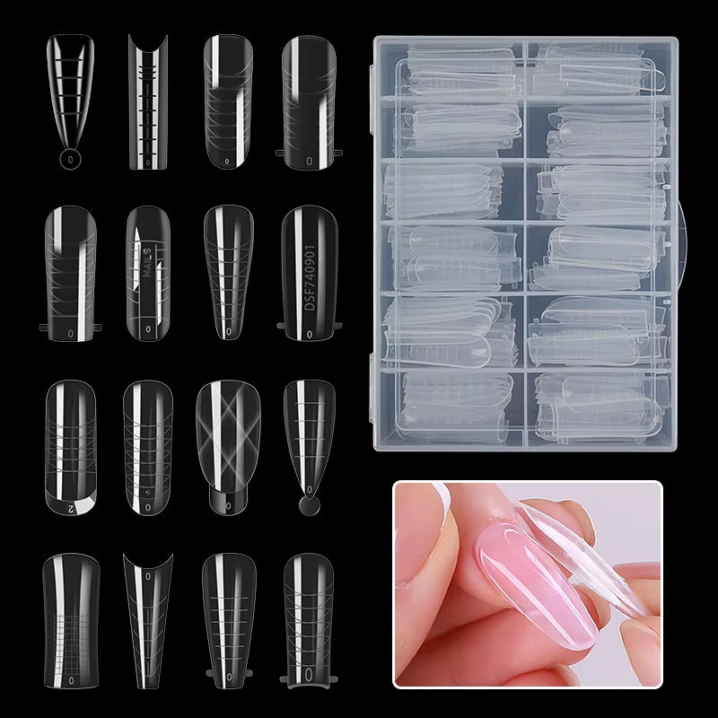 120Pcs Dual Forms Poly Building Gel Mold Nail Form Extension Builder UV