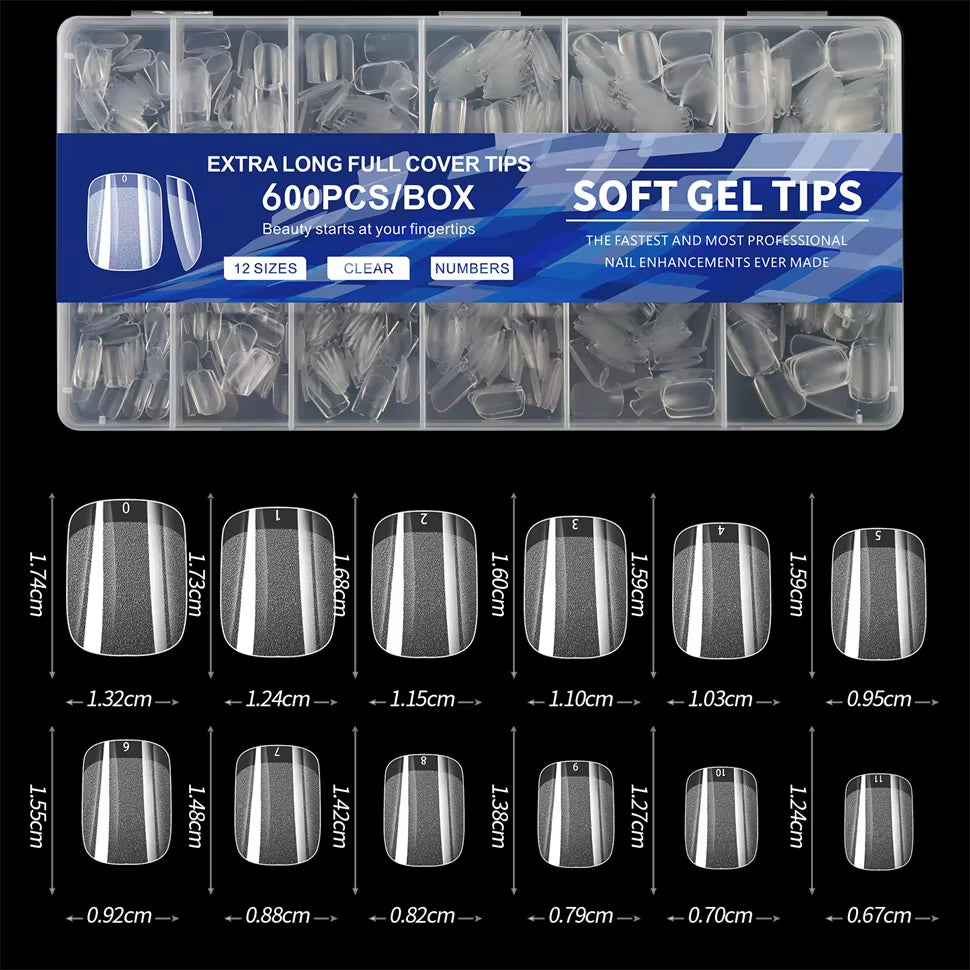 600 PCS Soft Gel X Nail Tips For Press On Nails