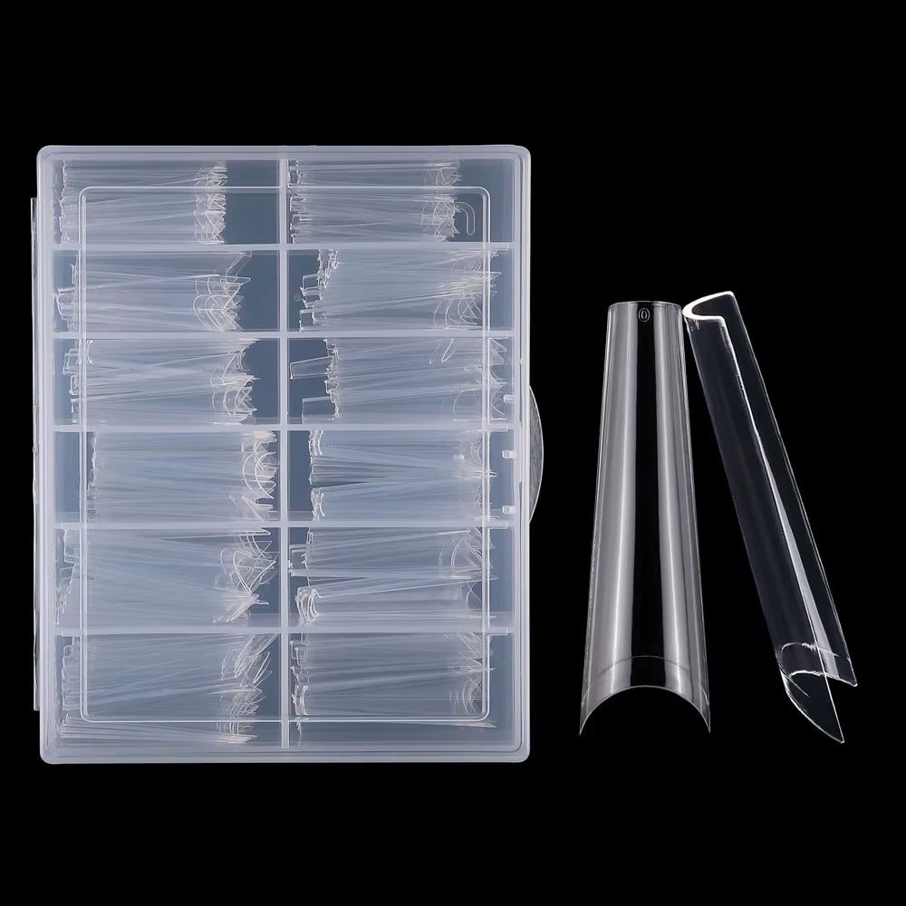 240Pcs/Box XXL Extra Long Coffin Nail Tips Half Cover Clear/Natural 