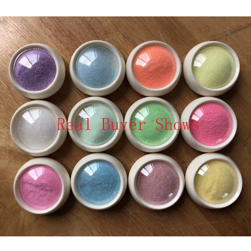 12Box/Set Mermaid Nail Glitter Powder Woolen Sugar Starlight Effect Chrome Nail Polish Design Glitter DIY Nail Pigment Powder