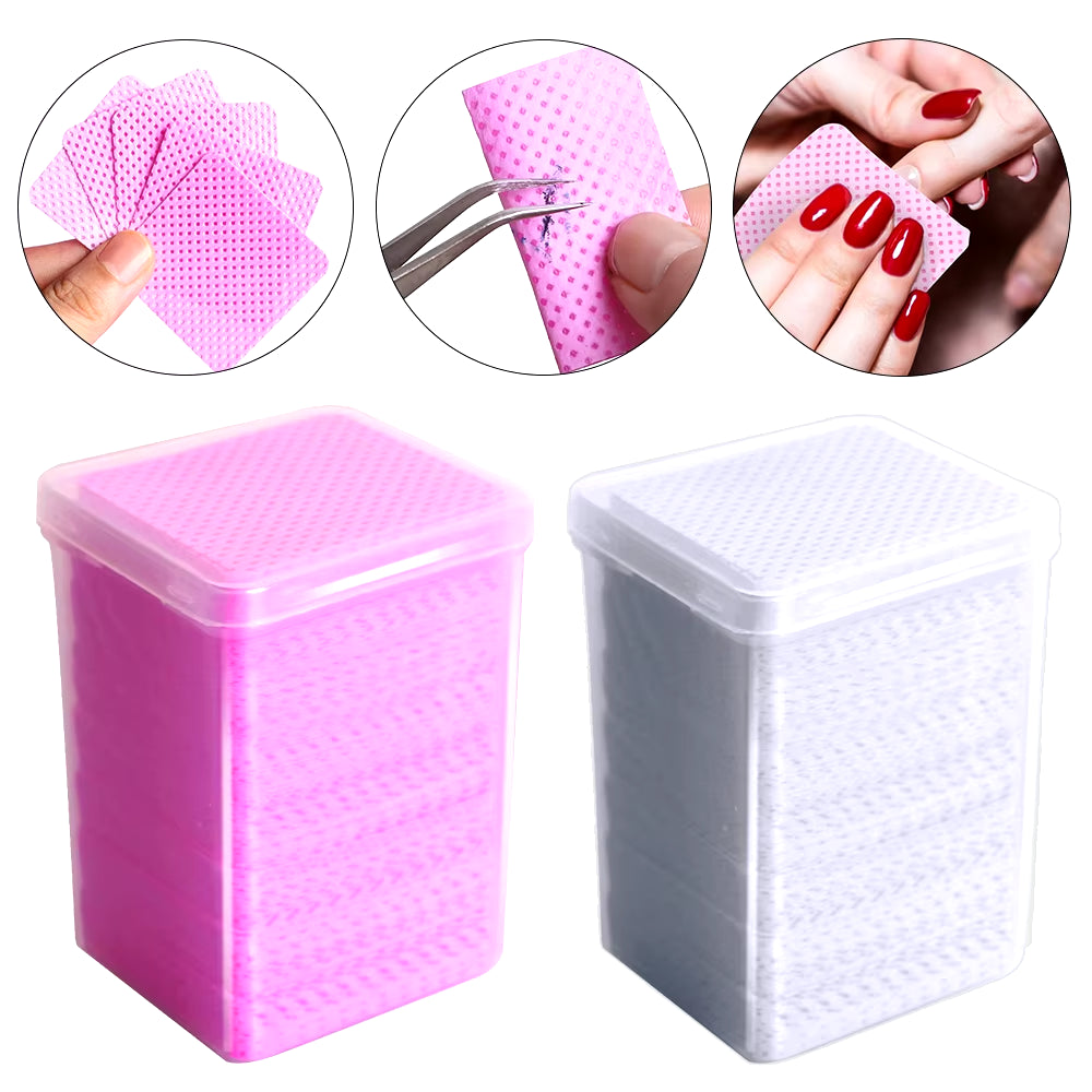 200Pcs Lint Free Wipes Non-Woven Nail Polish Remover Pads Soft for Nails Eyelash Extensions Lash Glue 