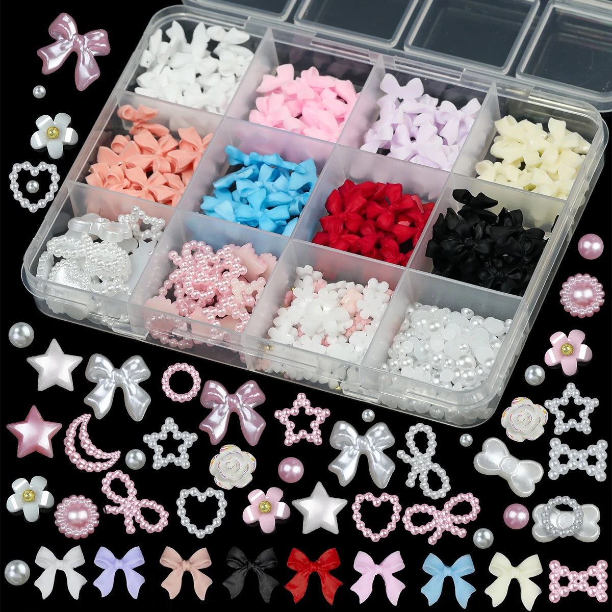 3D Acrylic Charms Kawaii Colorful Bow Rhinestone for Nail Art