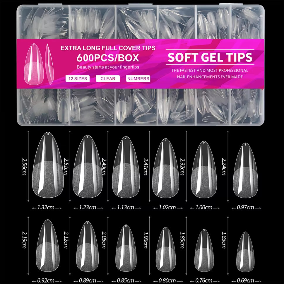 600 PCS Soft Gel X Nail Tips For Press On Nails