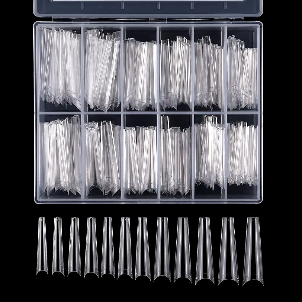 240Pcs/Box XXL Extra Long Coffin Nail Tips Half Cover Clear/Natural 