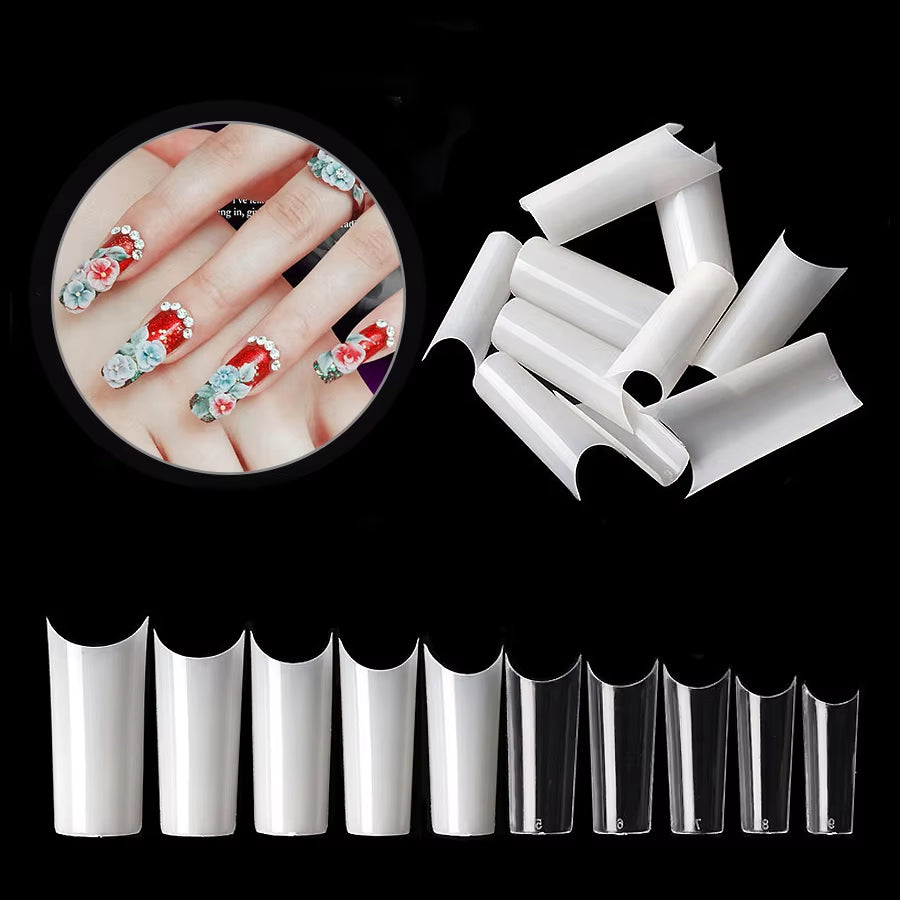 500 Pcs Half French Tips C Curved Fake Nails 