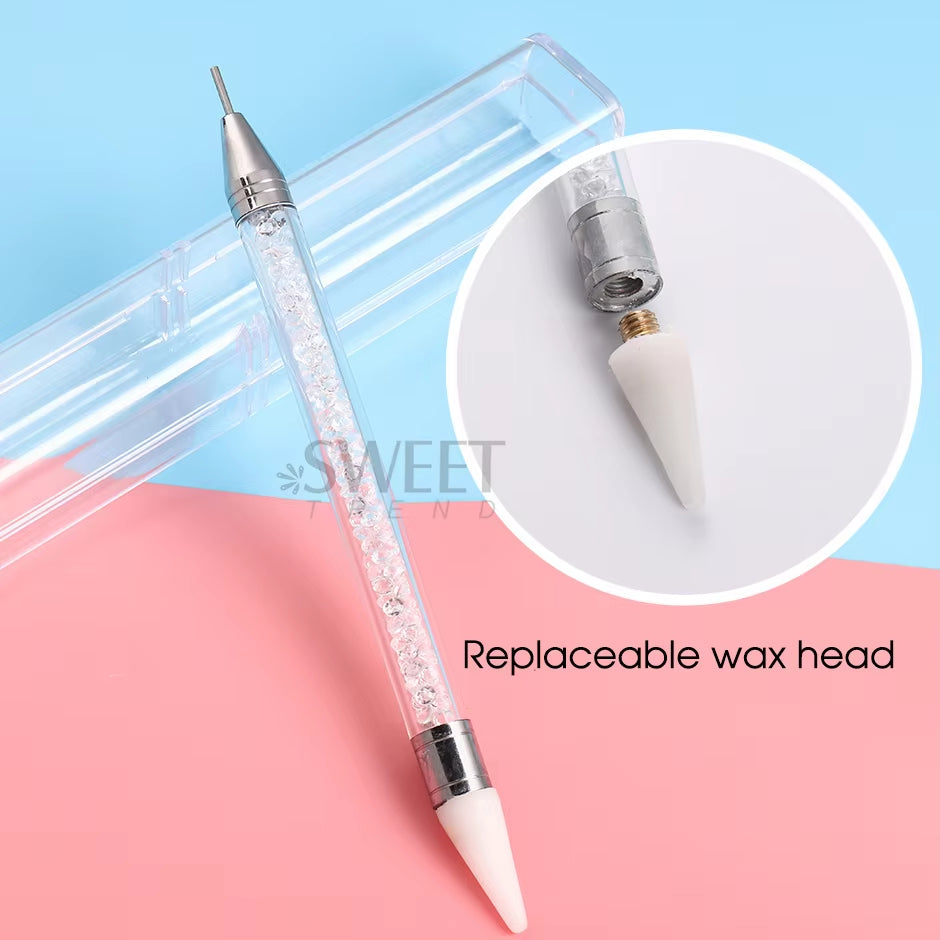 Crystal Double Head Point Drill Pen Gem Rhinestone Picker Wax Pencil 