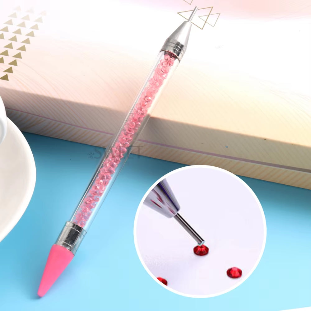 Crystal Double Head Point Drill Pen Gem Rhinestone Picker Wax Pencil 