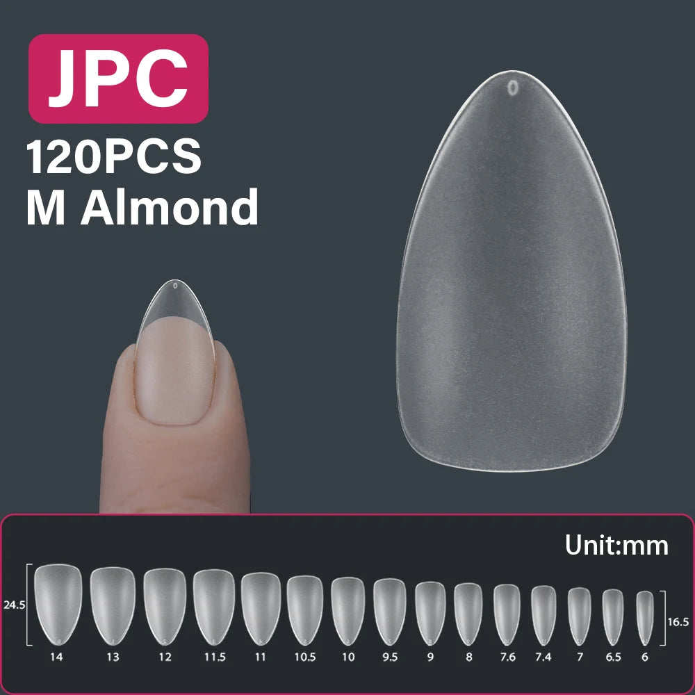 120Pcs False Nails Extension Tips L/M/S/XS Coffin Square Almond Press On Gel X Tips