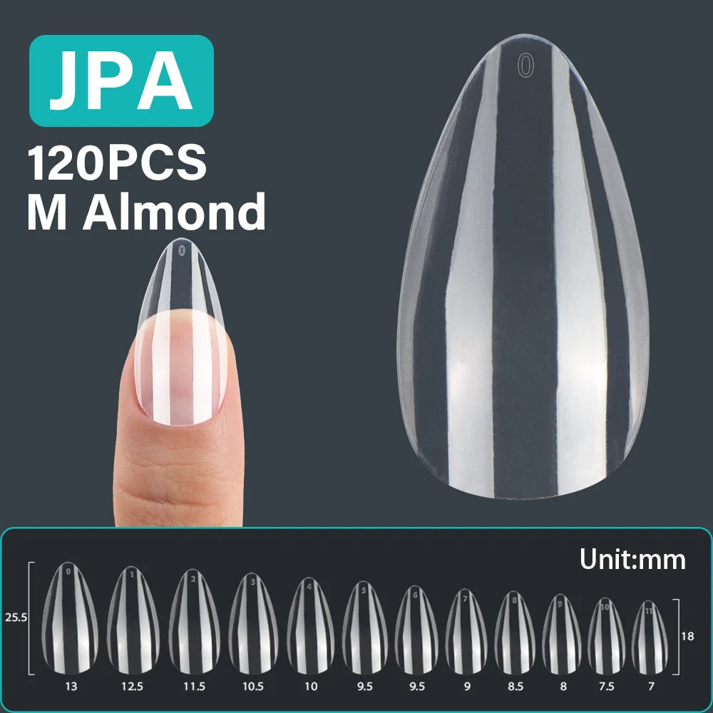 120Pcs False Nails Extension Tips L/M/S/XS Coffin Square Almond Press On Gel X Tips