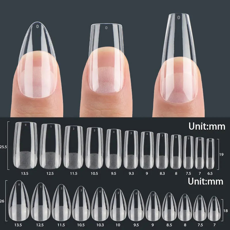 120Pcs False Nails Extension Tips L/M/S/XS Coffin Square Almond Press On Gel X Tips