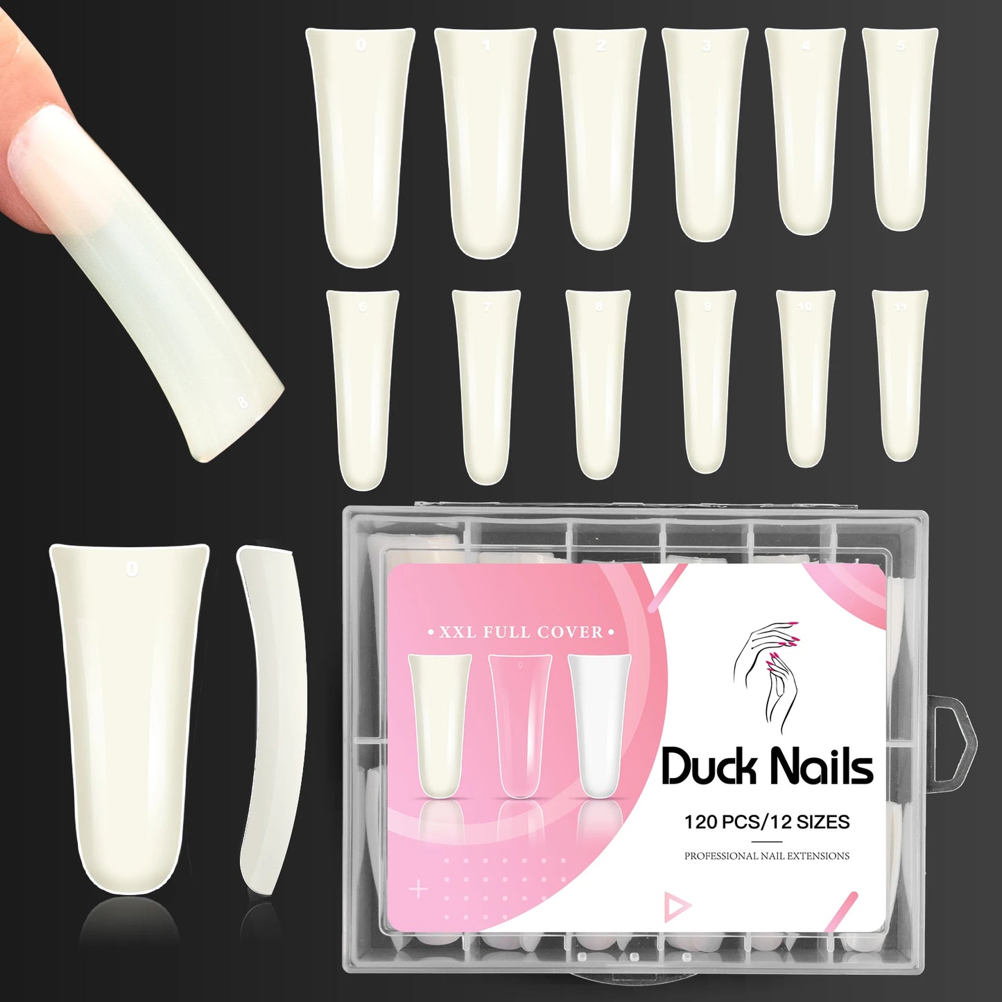 Duck Nail Tips - 120Pcs Extra Long Duck 