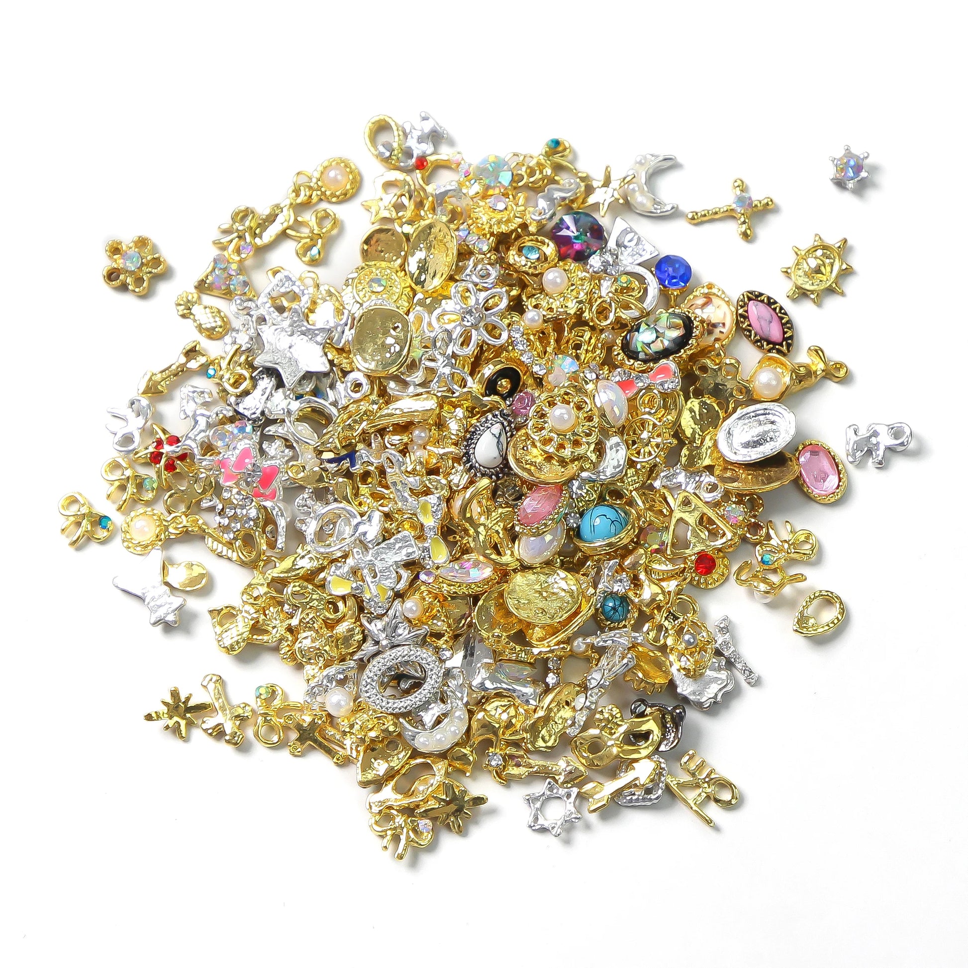 1 Bag Luxury Zircon Mix Style Gold Nail Art Jewelry Mixed Gems Random Crystals Rhinestones Metal Charms