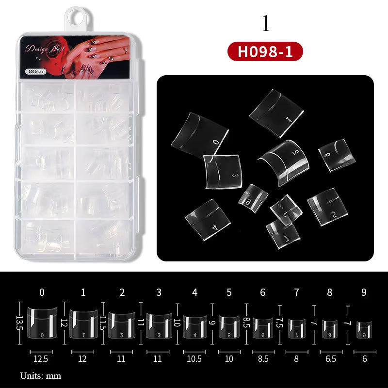 100Pcs Half Transparent Press on Nail  Tips