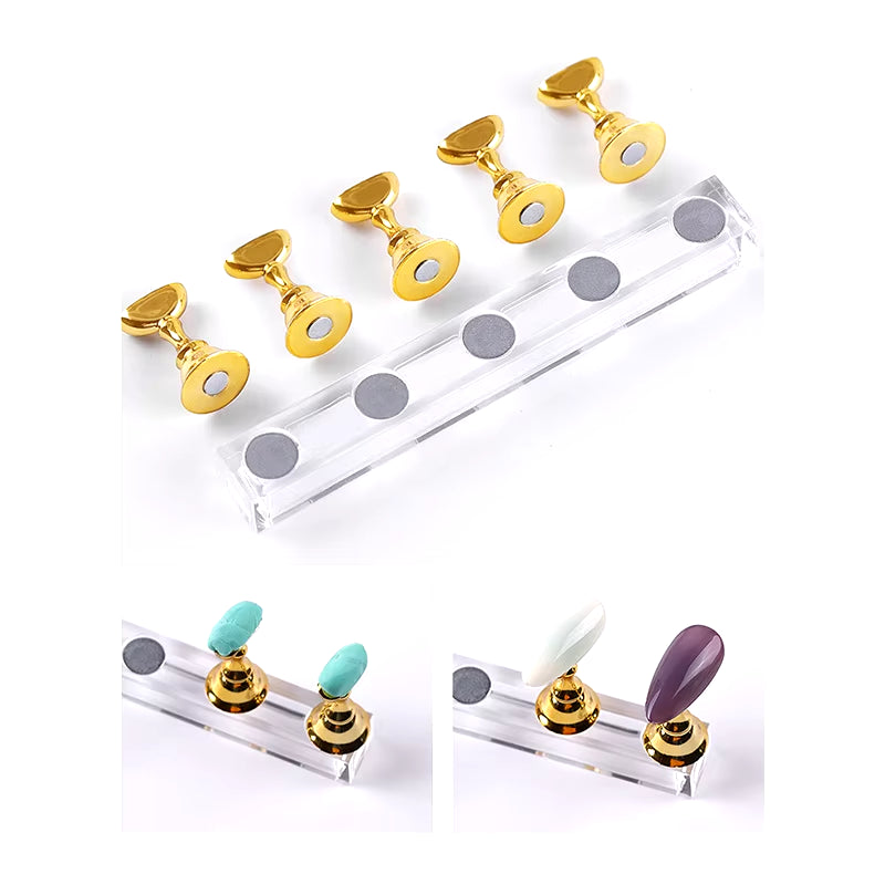 5Pcs/Set Magnetic Nail Holder  Practice Stand Base For Nail Art Display 