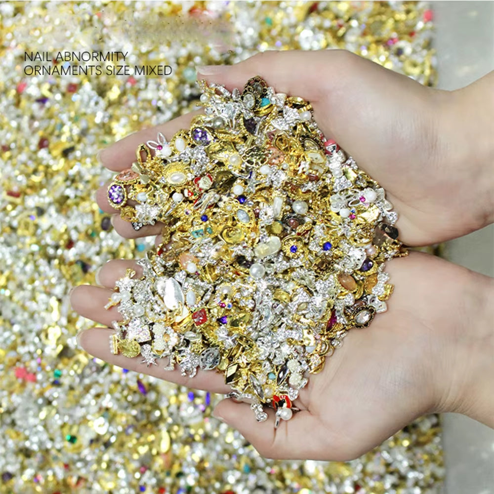 1 Bag Luxury Zircon Mix Style Gold Nail Art Jewelry Mixed Gems Random Crystals Rhinestones Metal Charms