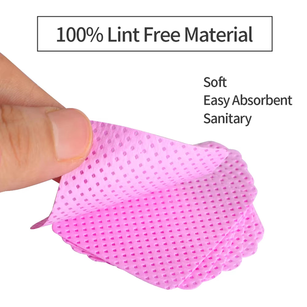 200Pcs Lint Free Wipes Non-Woven Nail Polish Remover Pads Soft for Nails Eyelash Extensions Lash Glue 