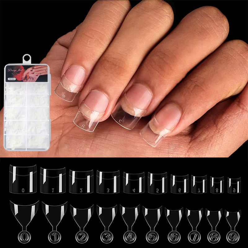 100Pcs Half Transparent Press on Nail  Tips