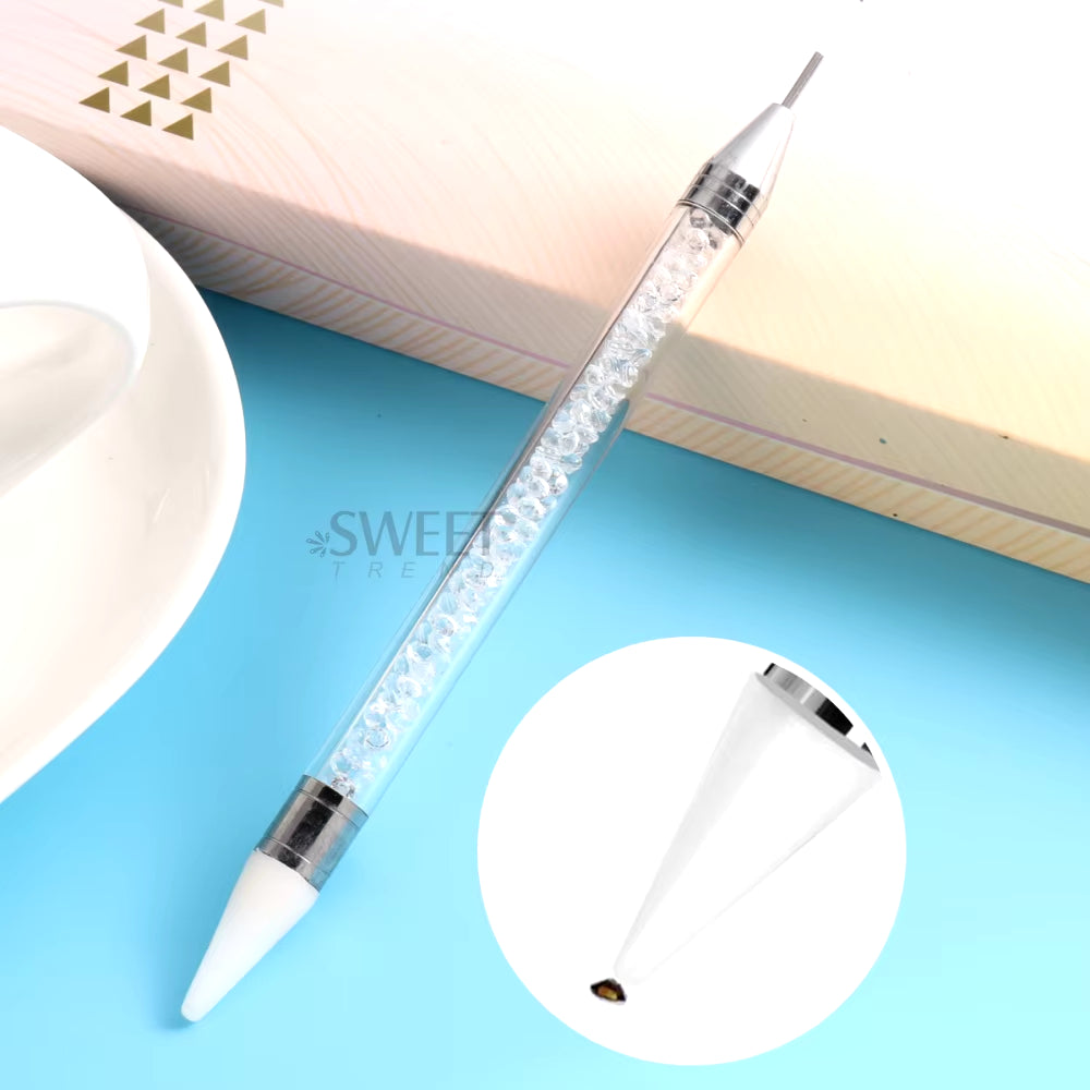 Crystal Double Head Point Drill Pen Gem Rhinestone Picker Wax Pencil 