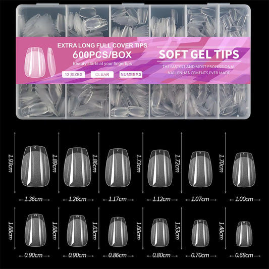 600 PCS Soft Gel X Nail Tips For Press On Nails