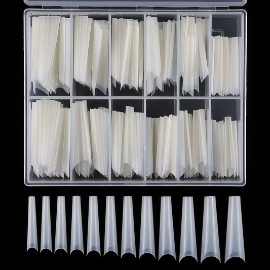 240Pcs/Box XXL Extra Long Coffin Nail Tips Half Cover Clear/Natural 