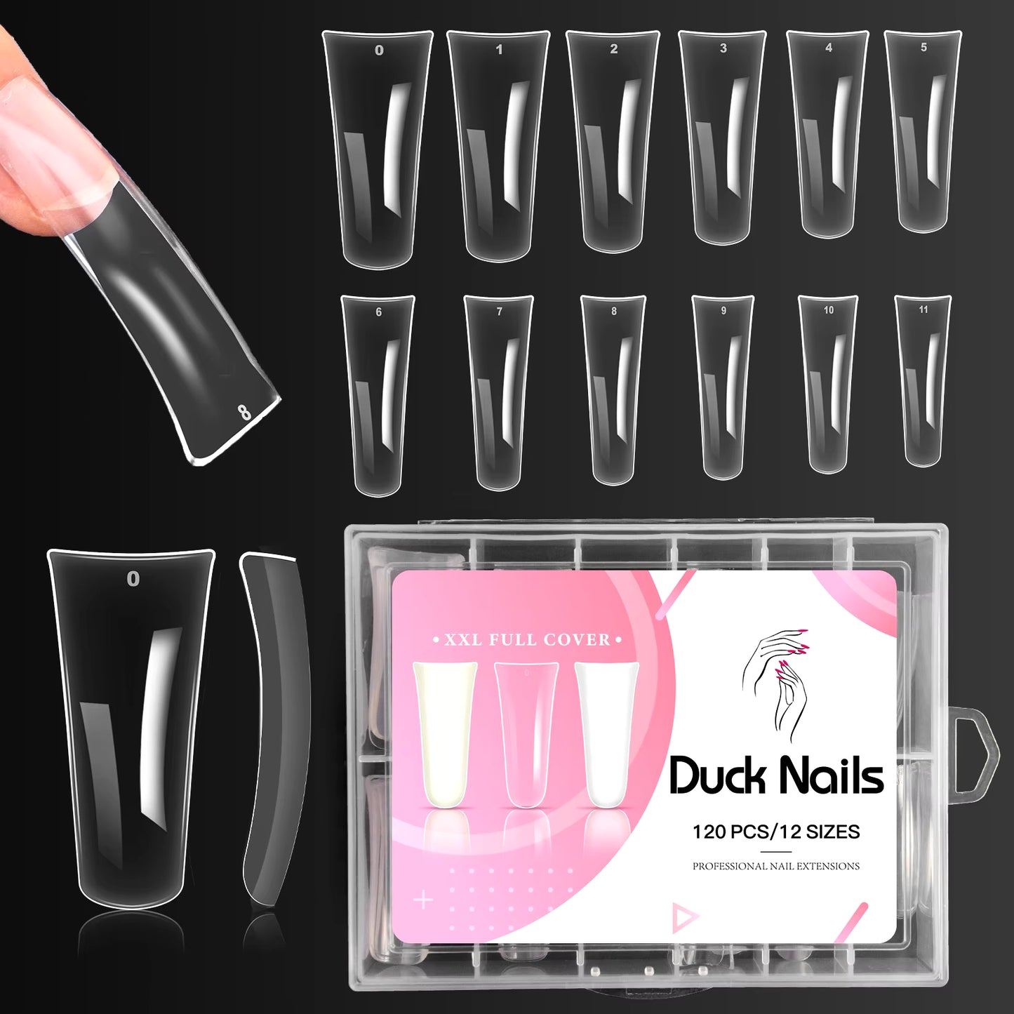 Duck Nail Tips - 120Pcs Extra Long Duck 