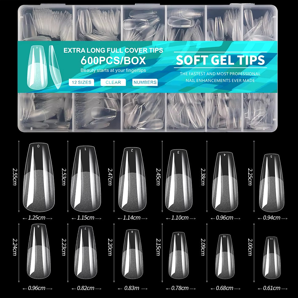 600 PCS Soft Gel X Nail Tips For Press On Nails