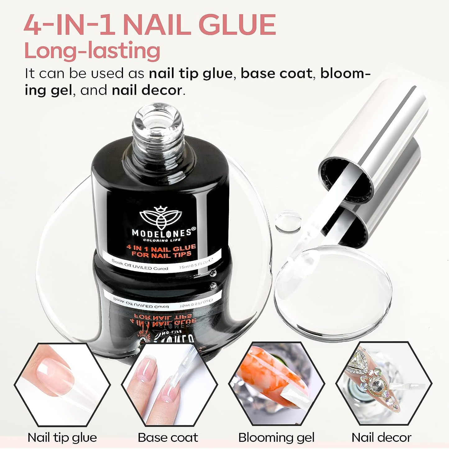 Gel Kit Gel X Nail Kit with 4 in 1 Nail Glue Gel w/ 500Pcs Nails